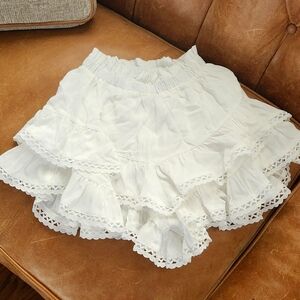 Yellow the Label  ruffled white skirt- shorts